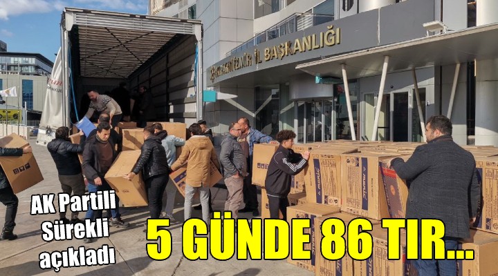 AK Partili Sürekli açıkladı: 5 günde 86 TIR'lık yardım