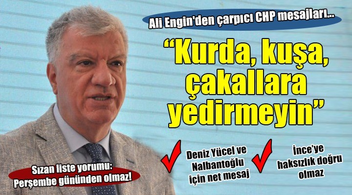 Ali Engin'den çarpıcı CHP mesajları... KURDA, KUŞA, ÇAKALLARA YEDİRMEYİN!