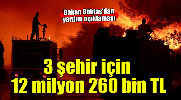 Bakan Göktaş'tan yardım açıklaması... 3 şehir için 12 milyon 260 bin TL!
