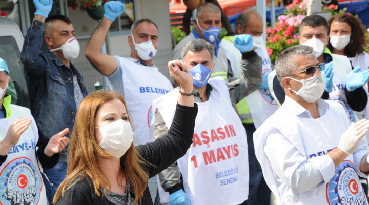 Balçova'da sosyal mesafeli 1 Mayıs halayı