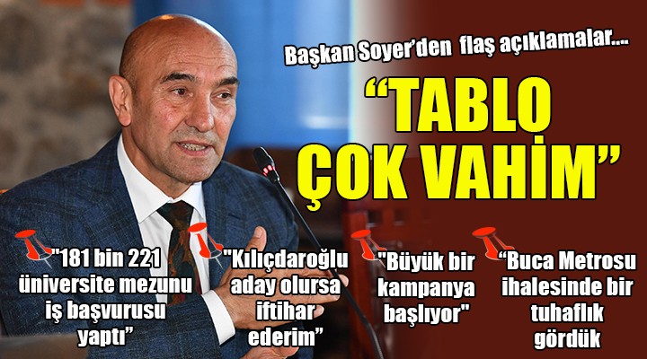 Başkan Soyer'den çarpıcı açıklamalar: TABLO ÇOK VAHİM