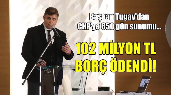 Başkan Tugay'dan CHP'ye 650 gün sunumu... 102 MİLYON BORÇ ÖDENDİ!