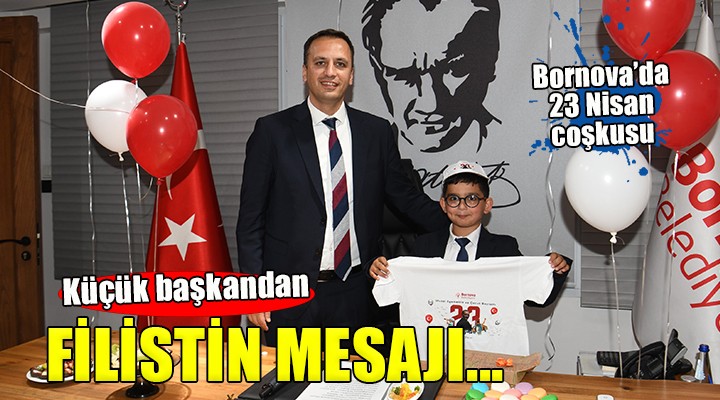 Bornova'da küçük başkandan Filistin mesajı..