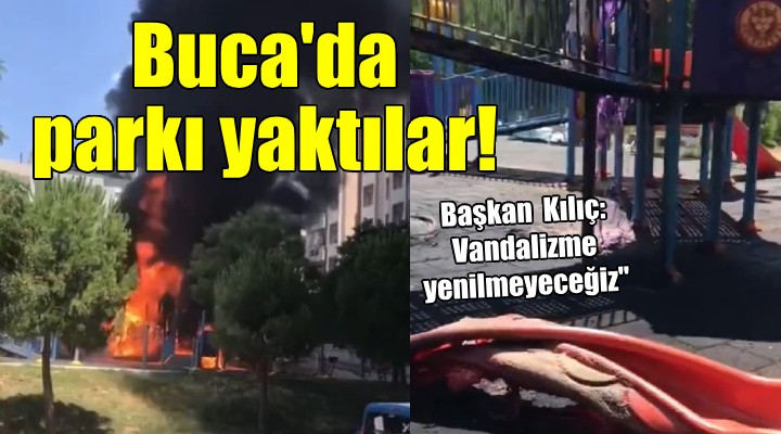 Buca'da vandallar parkı yaktı!