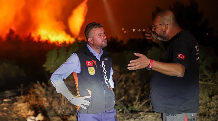 Buca tüm gece alevlerle mücadele etti