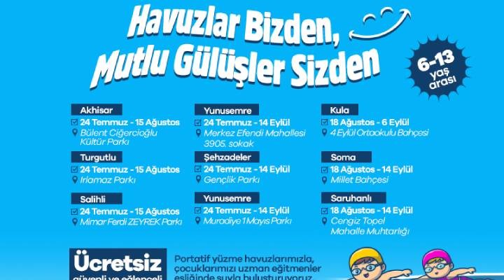 Büyükşehir'in havuzları çocuklarla buluşuyor