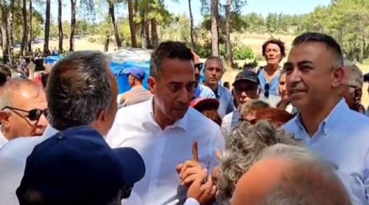 CHP'li Ali Mahir Başarır, Akbelen'de kendisini protesto eden yurttaşa parmak salladı