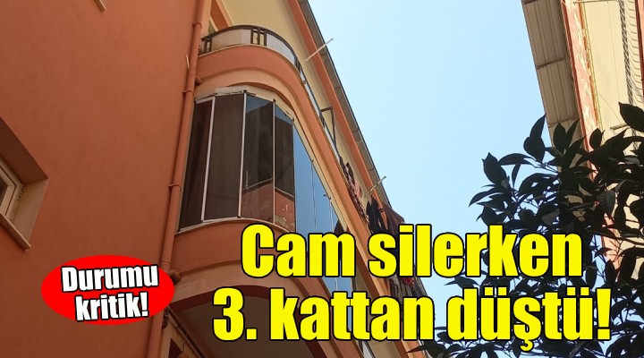 Cam silerken 3. kattan düştü!