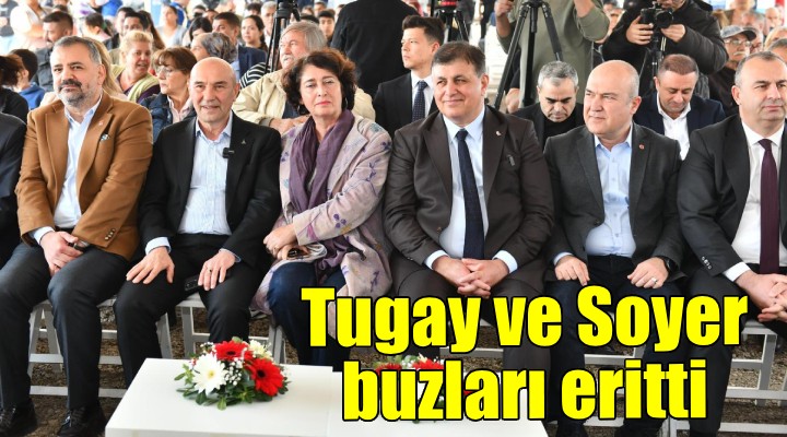 Cemil Tugay ve Tunç Soyer, Örnekköy'deki temel atma töreninde bir araya geldi...