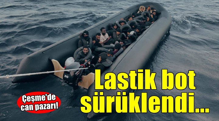 Çeşme'de sürüklenen bottaki 3'ü çocuk 34 kaçak göçmen kurtarıldı