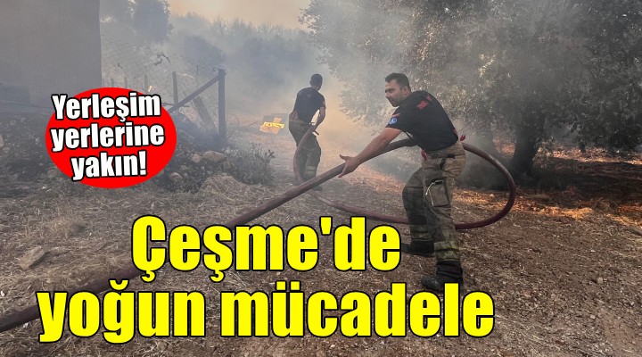 Çeşme’de yangınla mücadele sürüyor