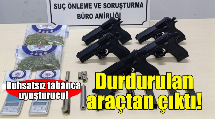 Durdurulan araçtan 5 ruhsatsız silah çıktı!