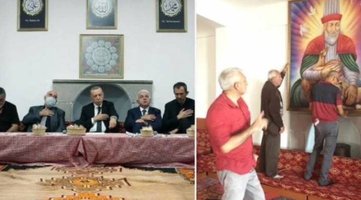 Erdoğan'ın ziyareti nedeniyle indirilen resimler cemevine yeniden asıldı!