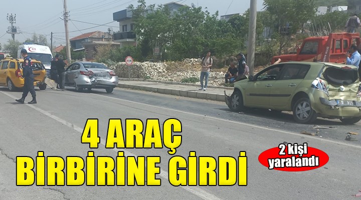 Foça'da 4 araç birbirine girdi: 2 yaralı