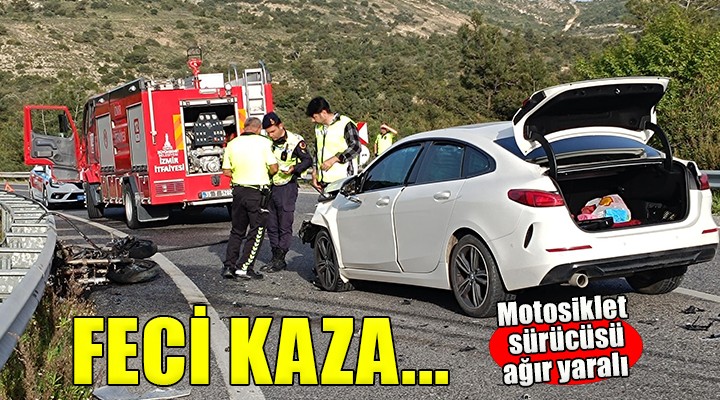 Foça'da feci kaza... Motosiklet sürücüsü ağır yaralı!