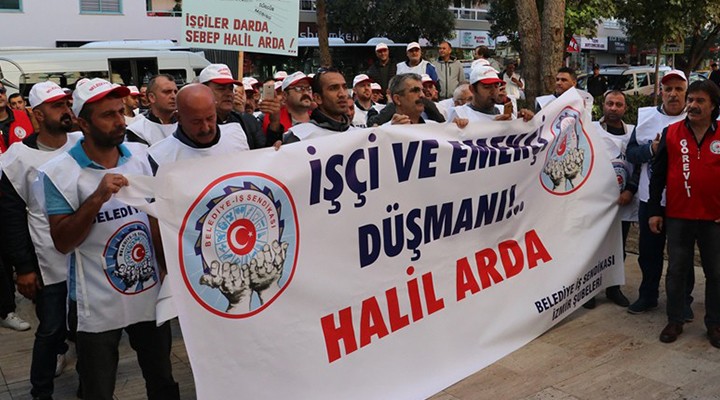 Gaziemir Belediyesi'nde gergin anlar! 'İşçiler darda sebep Halil Arda' pankartı