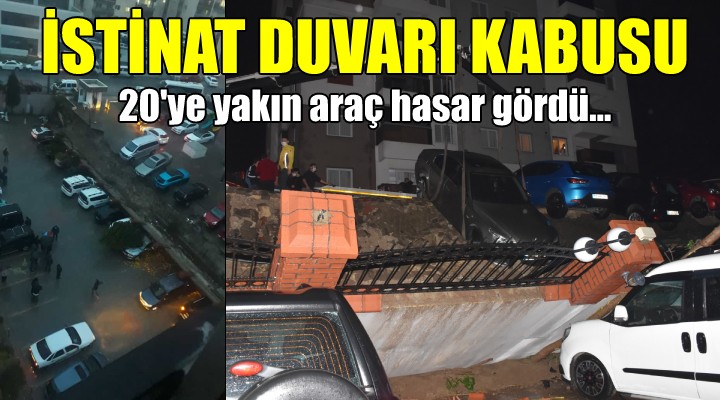 İstinat duvarı çöktü: 20'ye yakın araç hasar gördü!