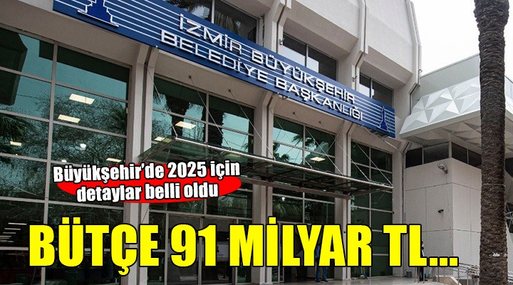 İzmir Büyükşehir'e 91 milyar TL'lik bütçe!