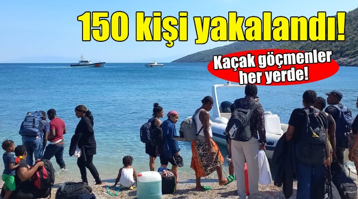 İzmir açıklarında 150 kaçak göçmen yakalandı!