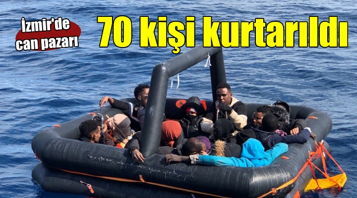 İzmir açıklarında 70 kişi kurtarıldı