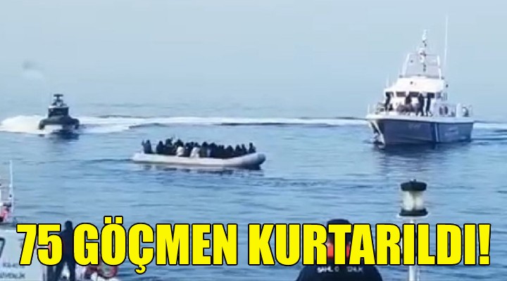 İzmir açıklarında 75 göçmen kurtarıldı!