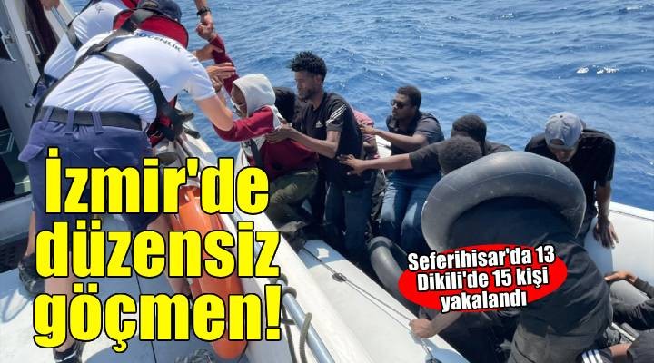 İzmir'de 13 düzensiz göçmen kurtarıldı, 15 düzensiz göçmen yakalandı