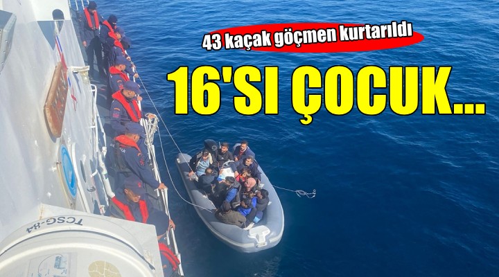 İzmir'de 43 kaçak göçmen kurtarıldı