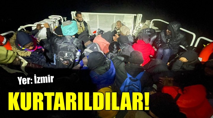 İzmir'de 60 kaçak göçmen kurtarıldı