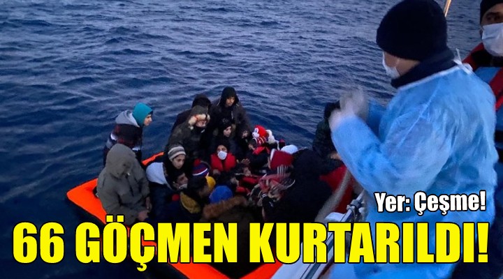 İzmir'de 66 göçmen kurtarıldı!