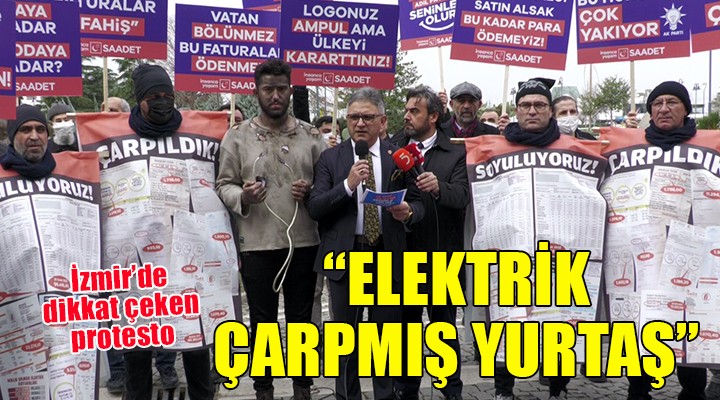 İzmir'de 'Elektrik çarpmış yurttaş' mizansenli protesto