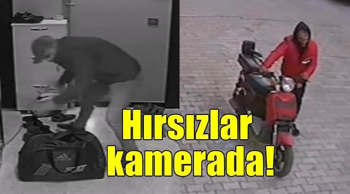 İzmir'de ayakkabı ve motosiklet hırsızları kamerada!