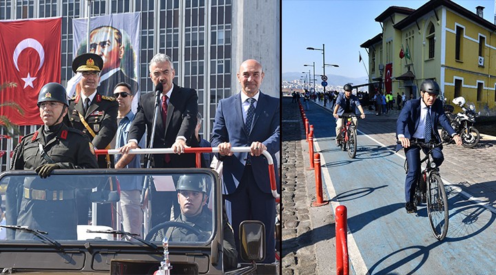 İzmir'de coşkulu kutlama... Tunç Soyer bisikletle geldi