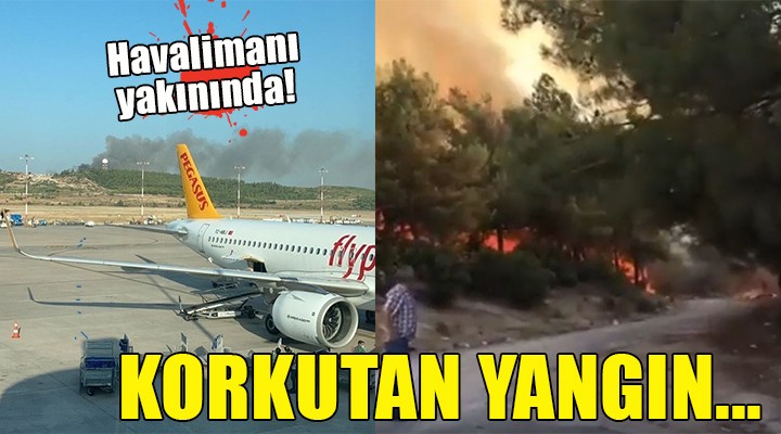 İzmir'de havalimanı yakınında orman yangını...