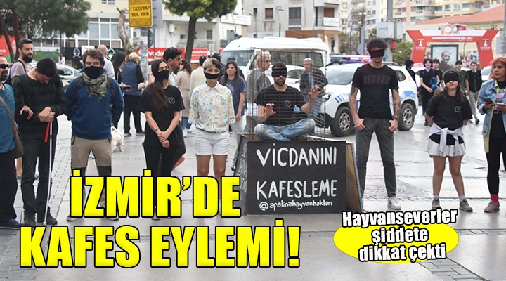 İzmir'de hayvanseverlerden 'kafes' eylemi