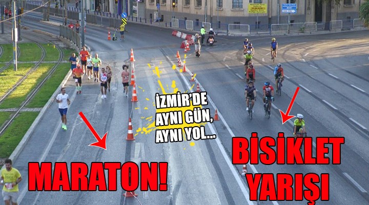 İzmir'de hem maraton hem bisiklet yarışı...