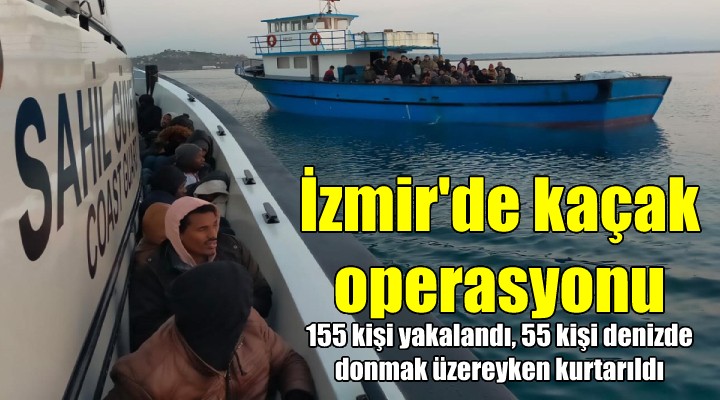 İzmir'de kaçak operasyonu... 155'i yakalandı, 50'si denizden kurtarıldı