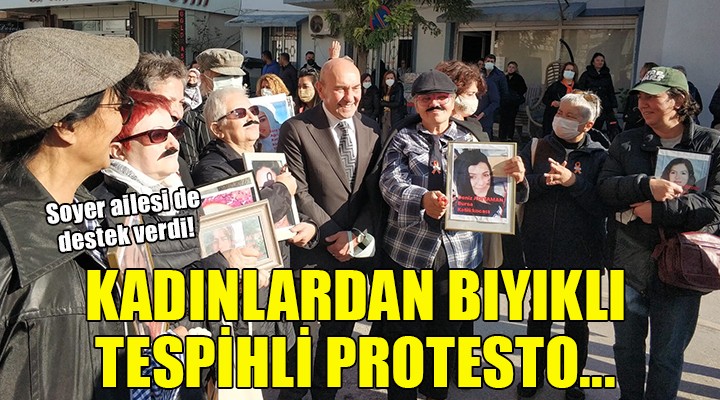 İzmir'de kadınlardan bıyıklı, tespihli protesto!