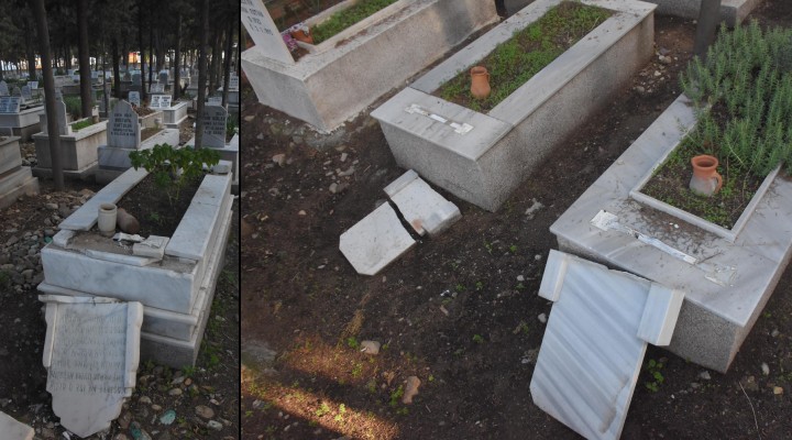 İzmir'de mezarlığa çirkin saldırı
