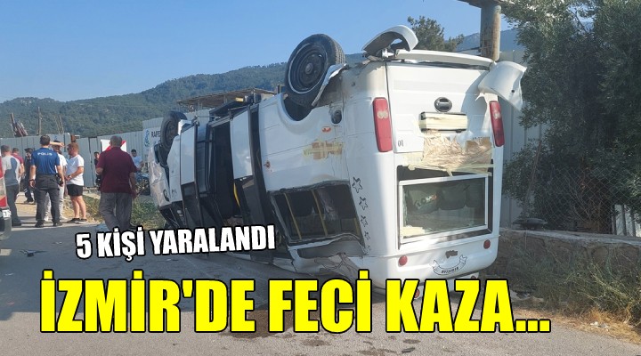 İzmir'de otomobil ile minibüs çarpıştı: 5 yaralı