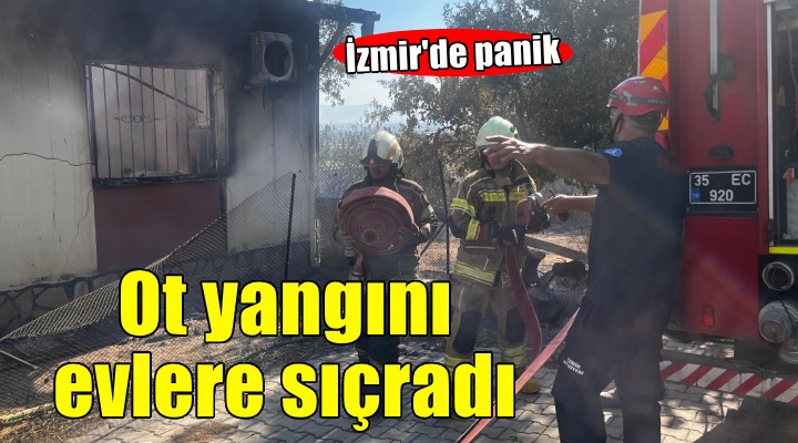 İzmir'de panik... Ot yangını evlere sıçradı!