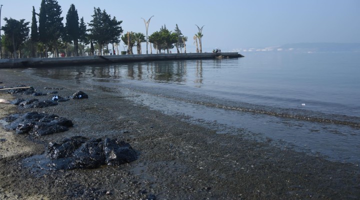 İzmir'de petrol sızıntısı... Sahil simsiyah oldu