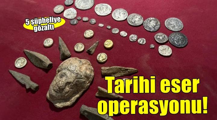 İzmir'de tarihi eser operasyonunda 5 şüpheli yakalandı