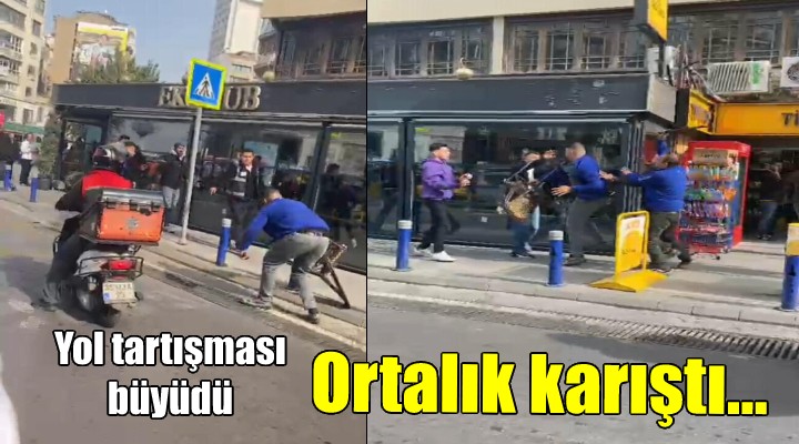 İzmir'de trafikteki yol verme kavgası kamerada