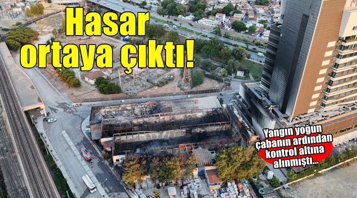 İzmir'deki plastik fabrikasının deposunda çıkan yangının hasarı gün aydınlanınca ortaya çıktı
