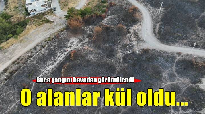 İzmir’de yerleşim yerlerinin çevresinde yanan alanlar dronla görüntülendi