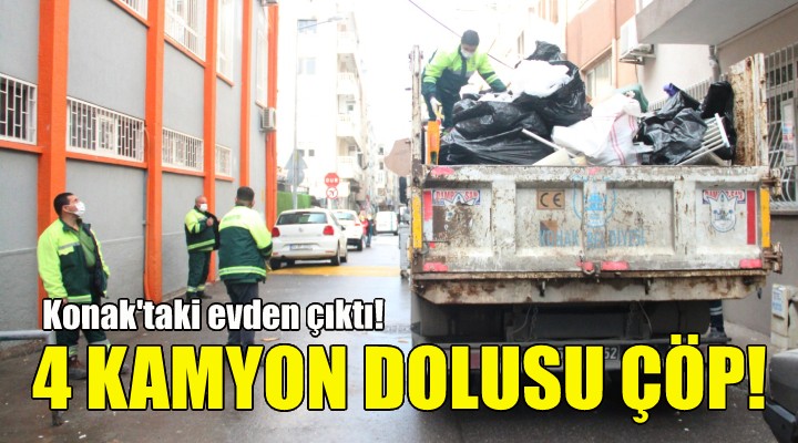 Konak'taki evden 12 ton çöp çıktı!