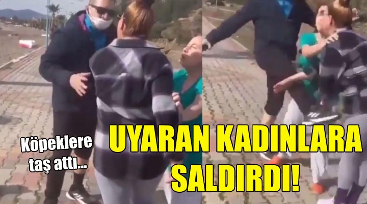 Köpeklere taş attı, uyaran kadınlara saldırdı!