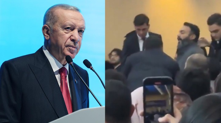 Kürsüdeki Erdoğan'a protesto!