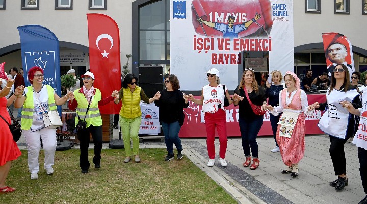 Kuşadası'nda coşkulu 1 Mayıs kutlaması...