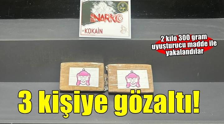 Otomobilde 2 kilo 300 gram kokain ile yakalanan 3 şüpheliye gözaltı